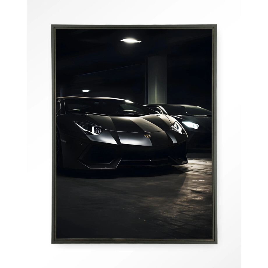 Urban Cotton Wandkleed 'Luxury Garage' 80 x 110cm in Floating Frame - black afbeelding 