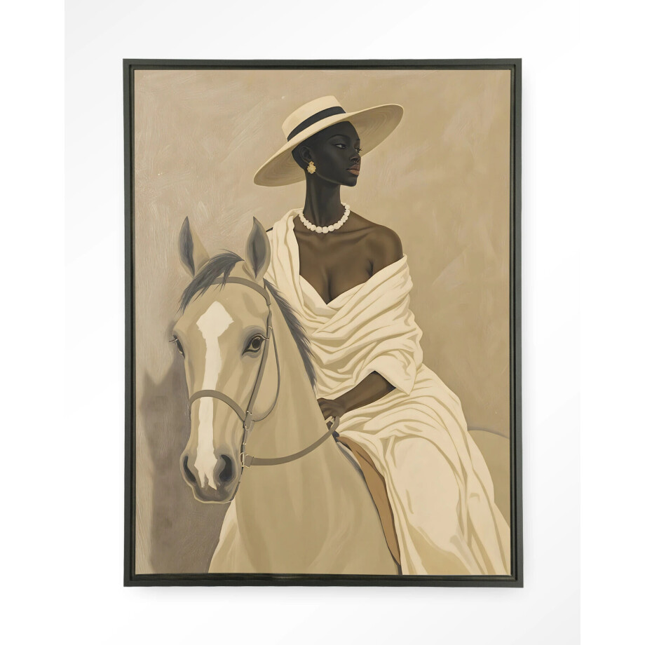 Urban Cotton Wandkleed 'Amazone' 145 x 190cm in Floating Frame - black afbeelding 
