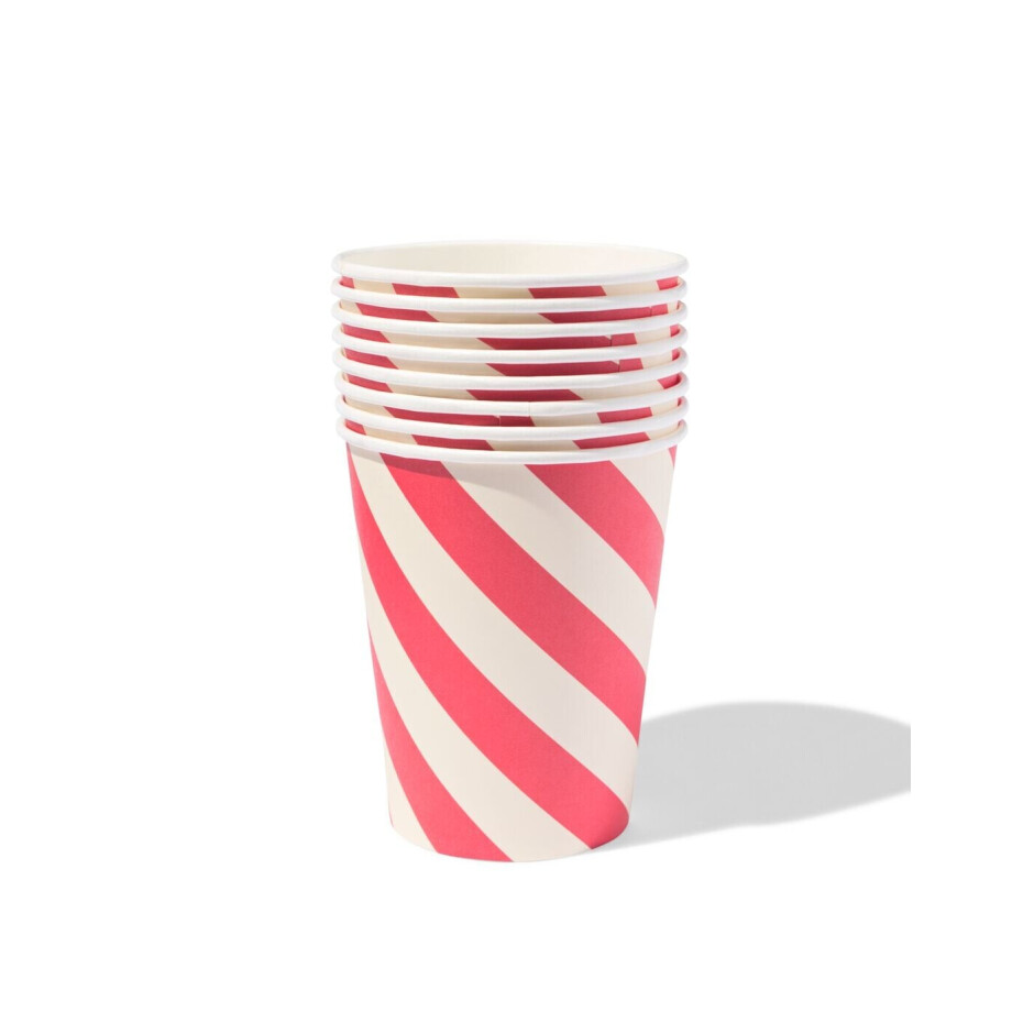 HEMA HEMA Bekers 9cm Papier Zuurstokstrepen - 8 Stuks afbeelding 