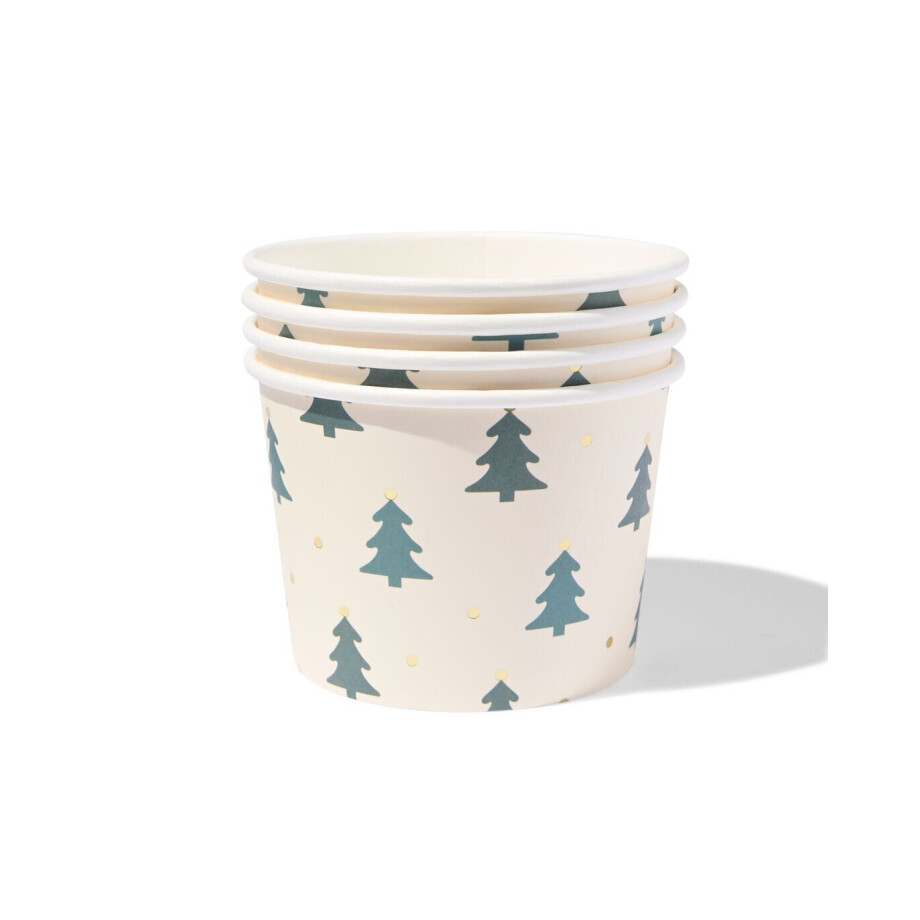 HEMA HEMA Kommen 10x8.5x7.5cm Papier Kerstboom - 4 Stuks afbeelding 