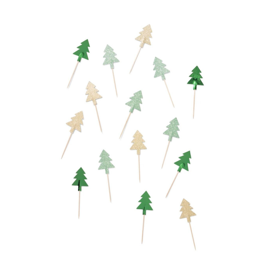 HEMA HEMA Cocktailprikkers Papier Kerstbomen - 15 Stuks HEMA HEMA Cocktailprikkers Papier Kerstbomen - 15 Stuks afbeelding