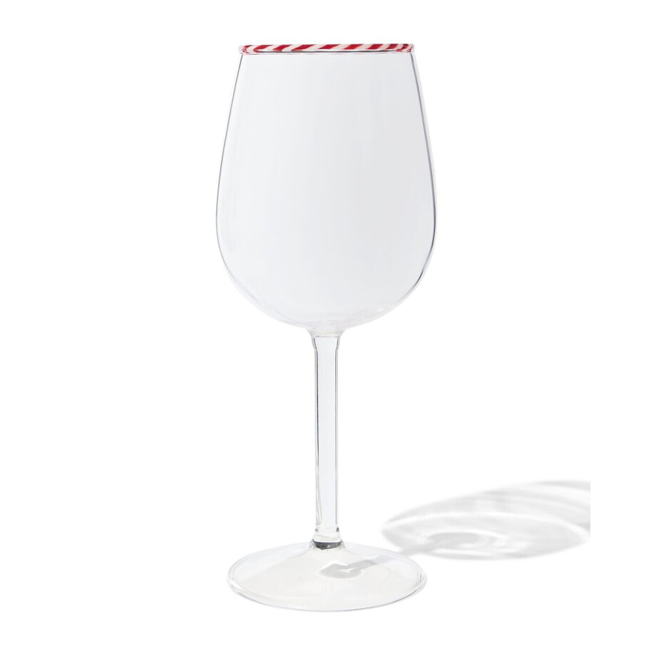 HEMA HEMA Wijnglas 400ml Met Zuurstok Rand (rood) HEMA HEMA Wijnglas 400ml Met Zuurstok Rand (rood) afbeelding 1