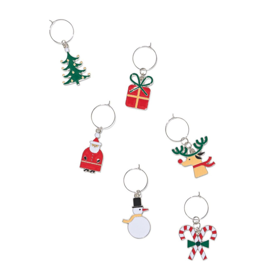 HEMA HEMA Glasmarkers Kerstfiguren - 6 Stuks HEMA HEMA Glasmarkers Kerstfiguren - 6 Stuks afbeelding