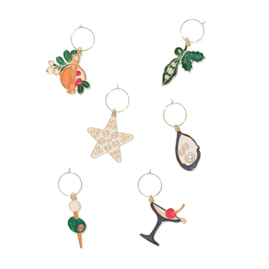 HEMA HEMA Glasmarkers Cocktailfiguren - 6 Stuks HEMA HEMA Glasmarkers Cocktailfiguren - 6 Stuks afbeelding
