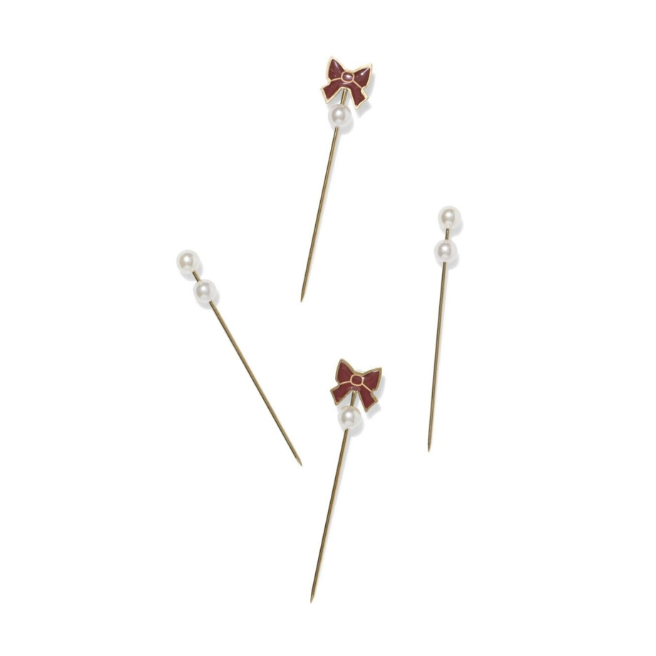 HEMA HEMA Prikkers 7cm Roestvrij Staal Strik Parel - 4 Stuks HEMA HEMA Prikkers 7cm Roestvrij Staal Strik Parel - 4 Stuks afbeelding