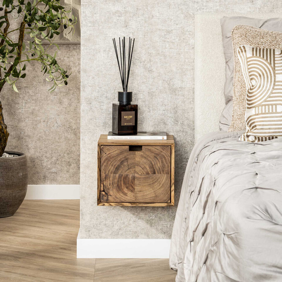 LifestyleFurn Nachtkastje 'Abigayle' Acaciahout, met 1 lade afbeelding 1