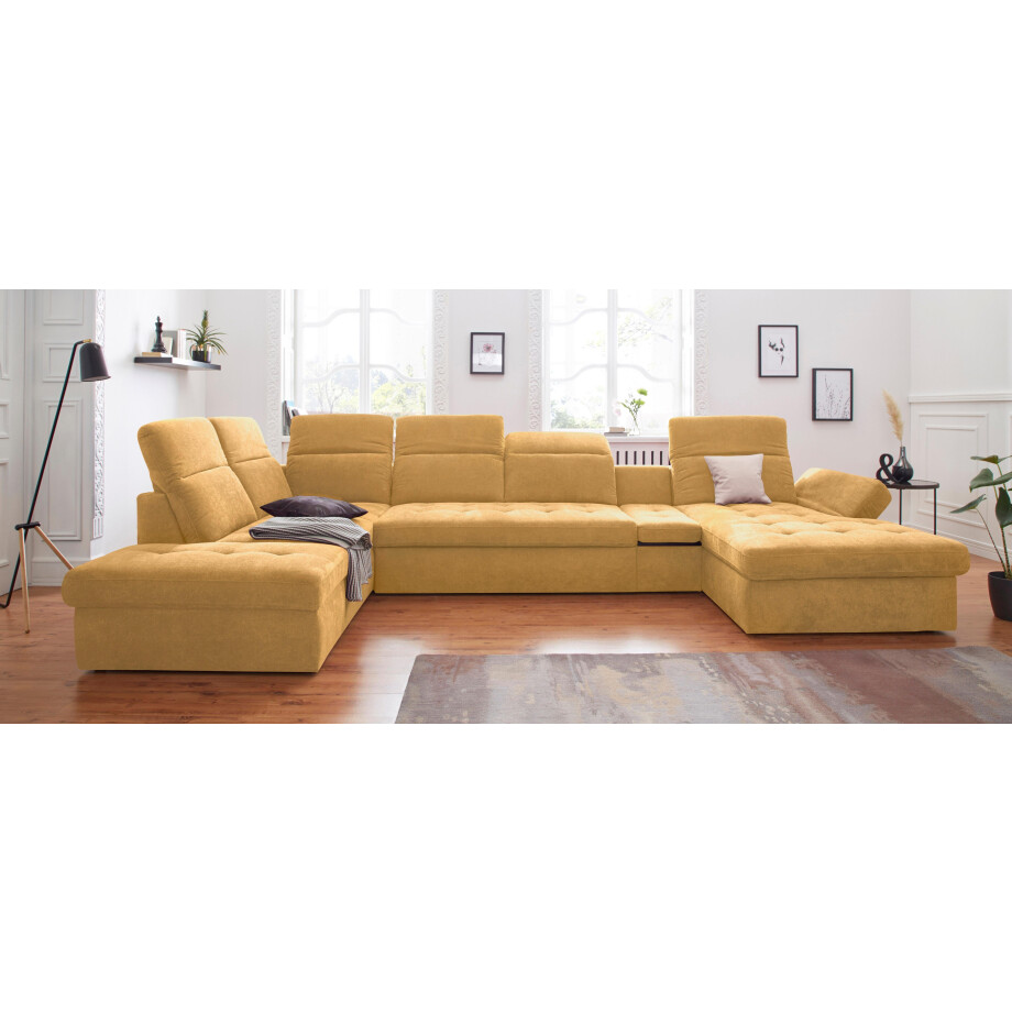 sit&more Zithoek Stardust U-vorm met verstelbare hoofdsteun, armleuningen en tafelelement afbeelding 1