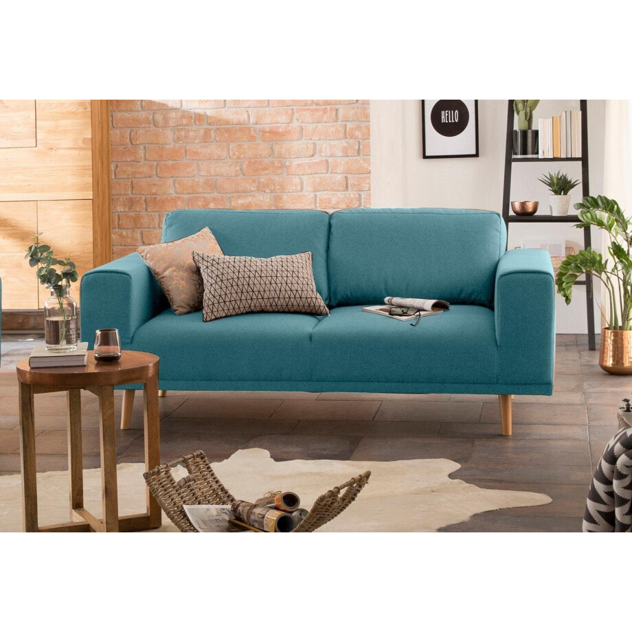 Home affaire 2-zitsbank Lasse in scandinavische stijl met houten poten afbeelding 1