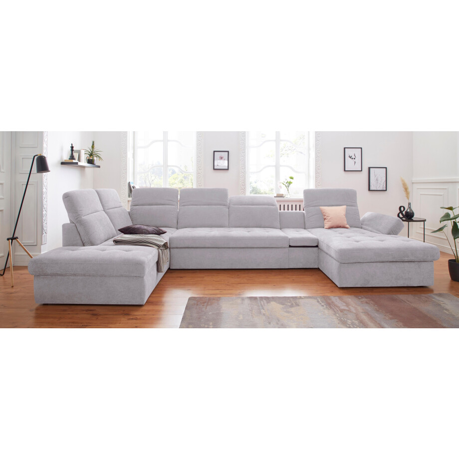 sit&more Zithoek Stardust U-vorm met verstelbare hoofdsteun, armleuningen en tafelelement afbeelding 1