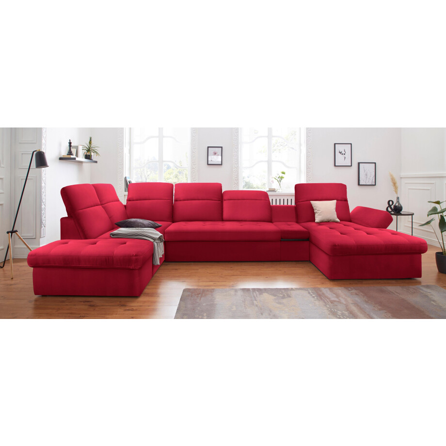 sit&more Zithoek Stardust U-vorm met verstelbare hoofdsteun, armleuningen en tafelelement afbeelding 1