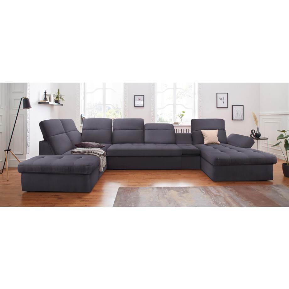 sit&more Zithoek Stardust U-vorm met verstelbare hoofdsteun, armleuningen en tafelelement afbeelding 1