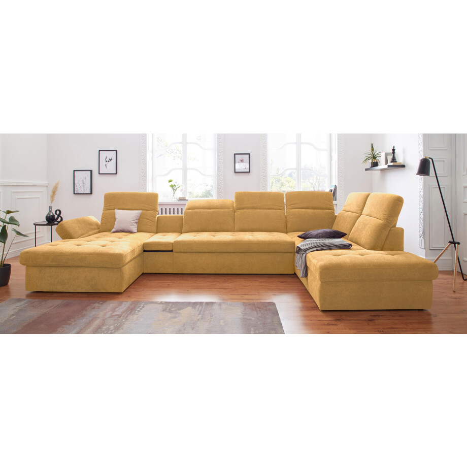 sit&more Zithoek Stardust U-vorm met verstelbare hoofdsteun, armleuningen en tafelelement afbeelding 1