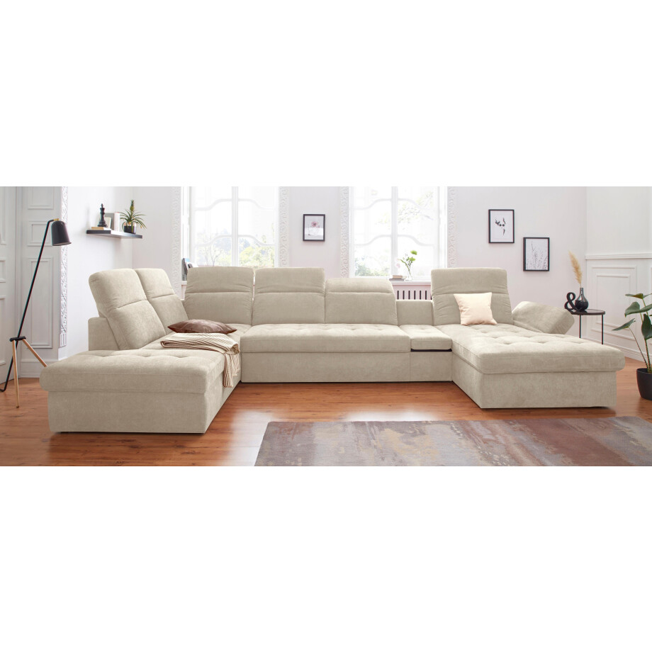 sit&more Zithoek Stardust U-vorm met verstelbare hoofdsteun, armleuningen en tafelelement afbeelding 1