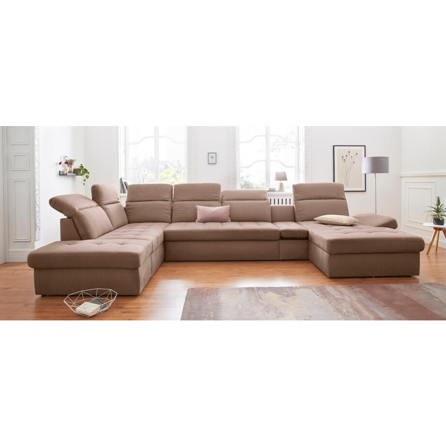 sit&more Zithoek Stardust U-vorm met verstelbare hoofdsteun, armleuningen en tafelelement afbeelding 1