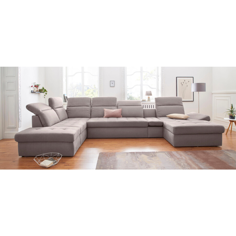 sit&more Zithoek Stardust U-vorm met verstelbare hoofdsteun, armleuningen en tafelelement afbeelding 1