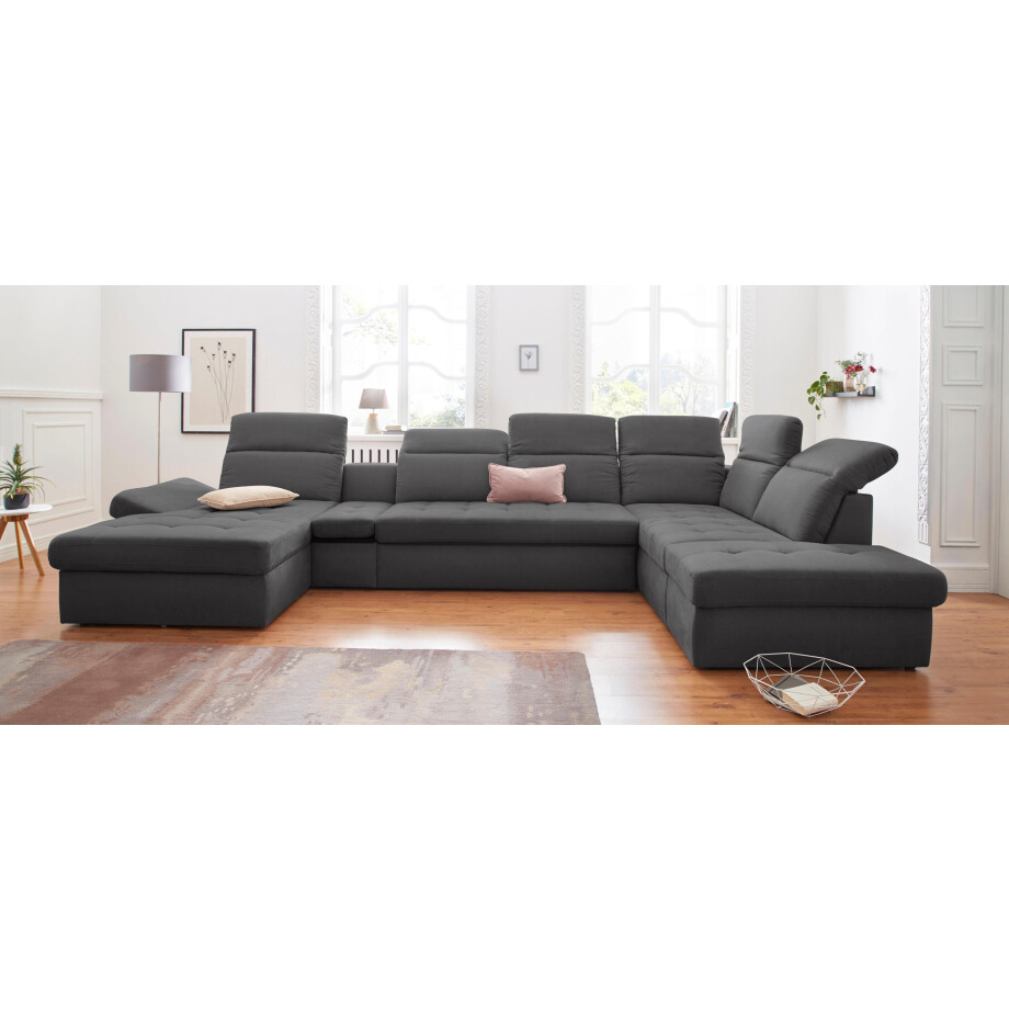 sit&more Zithoek Stardust U-vorm met verstelbare hoofdsteun, armleuningen en tafelelement afbeelding 1