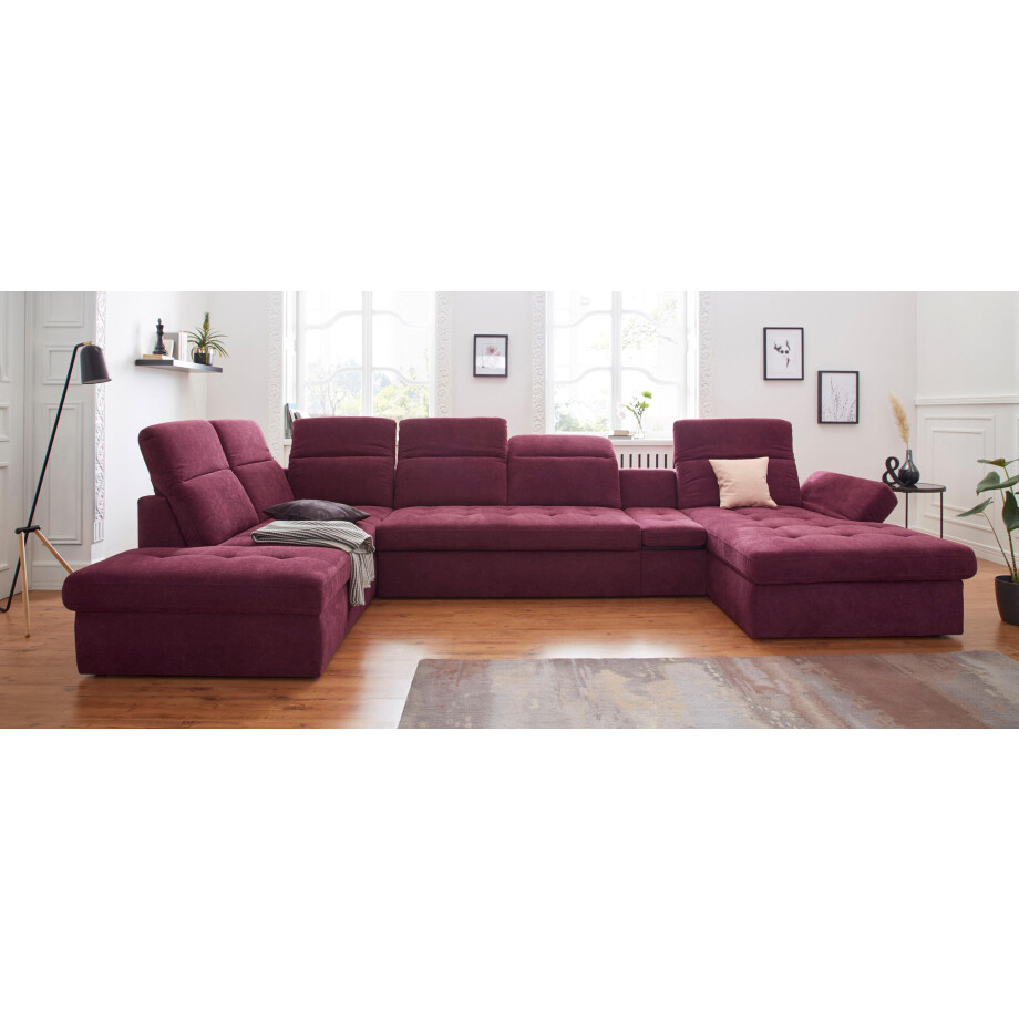 sit&more Zithoek Stardust U-vorm met verstelbare hoofdsteun, armleuningen en tafelelement afbeelding 1