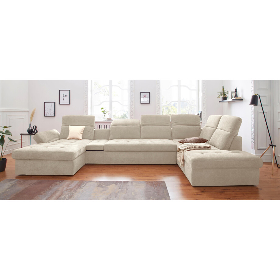 sit&more Zithoek Stardust U-vorm met verstelbare hoofdsteun, armleuningen en tafelelement afbeelding 1