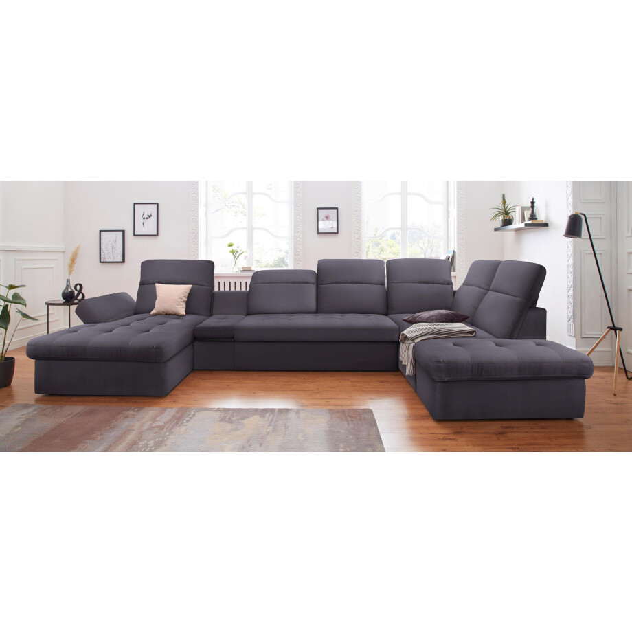 sit&more Zithoek Stardust U-vorm met verstelbare hoofdsteun, armleuningen en tafelelement afbeelding 1