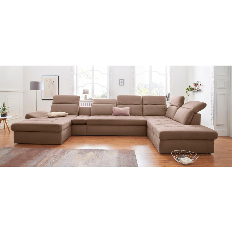 sit&more Zithoek Stardust U-vorm met verstelbare hoofdsteun, armleuningen en tafelelement afbeelding 1