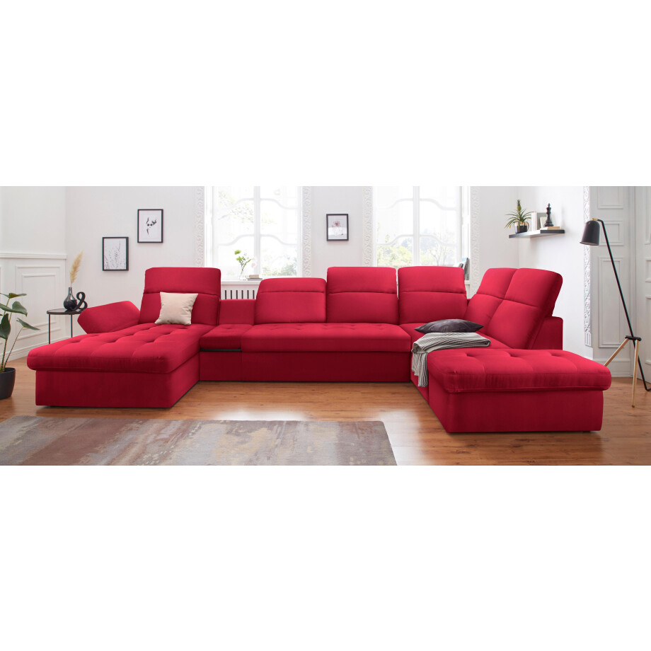 sit&more Zithoek Stardust U-vorm met verstelbare hoofdsteun, armleuningen en tafelelement afbeelding 1