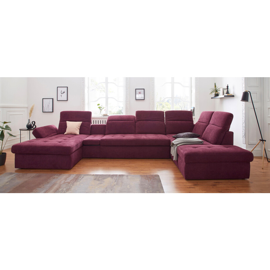 sit&more Zithoek Stardust U-vorm met verstelbare hoofdsteun, armleuningen en tafelelement afbeelding 1