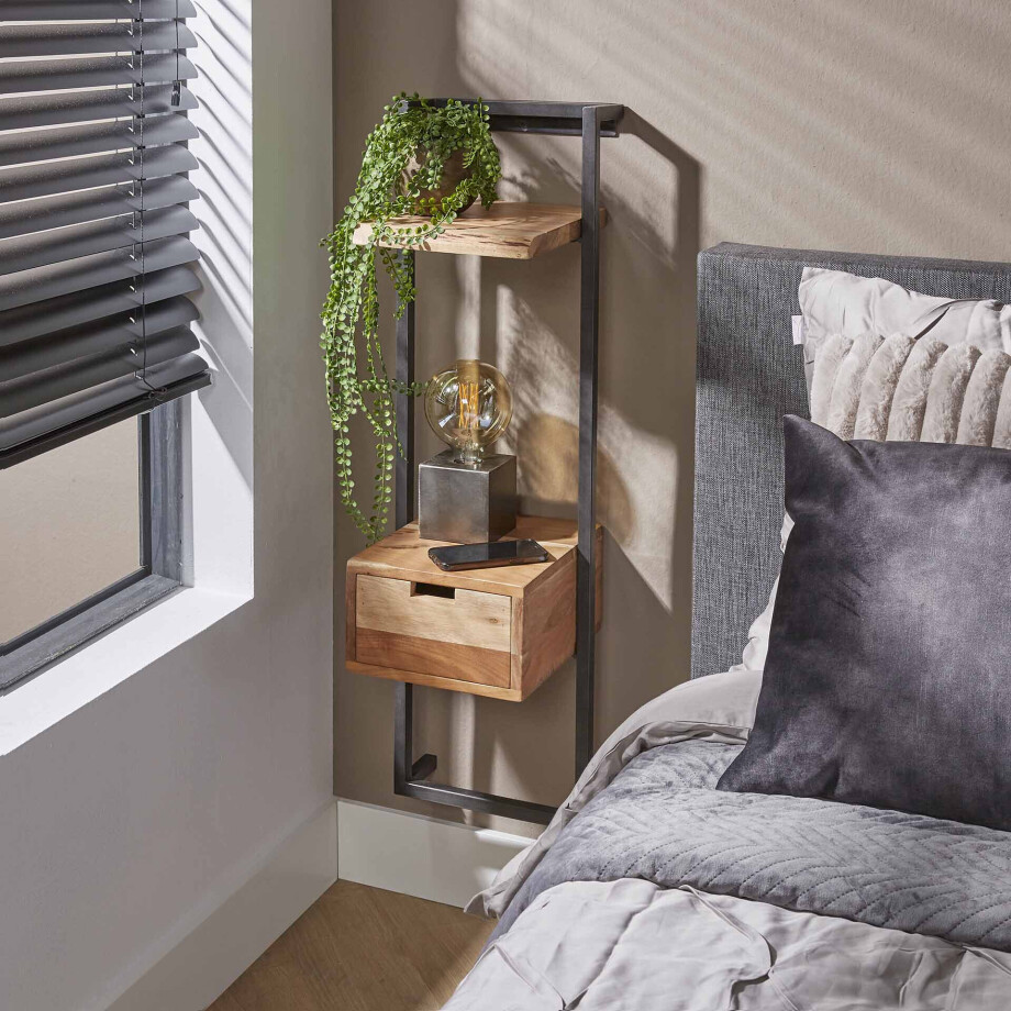 LifestyleFurn Wandrek/Nachtkastje 'Corie' Massief Acacia afbeelding 1