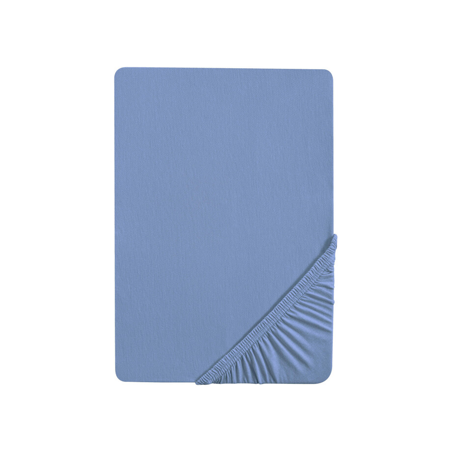 Biberna Jersey hoeslaken (Blauw, 180-200 x 200 cm) Biberna Jersey hoeslaken (Blauw, 180-200 x 200 cm) afbeelding 1