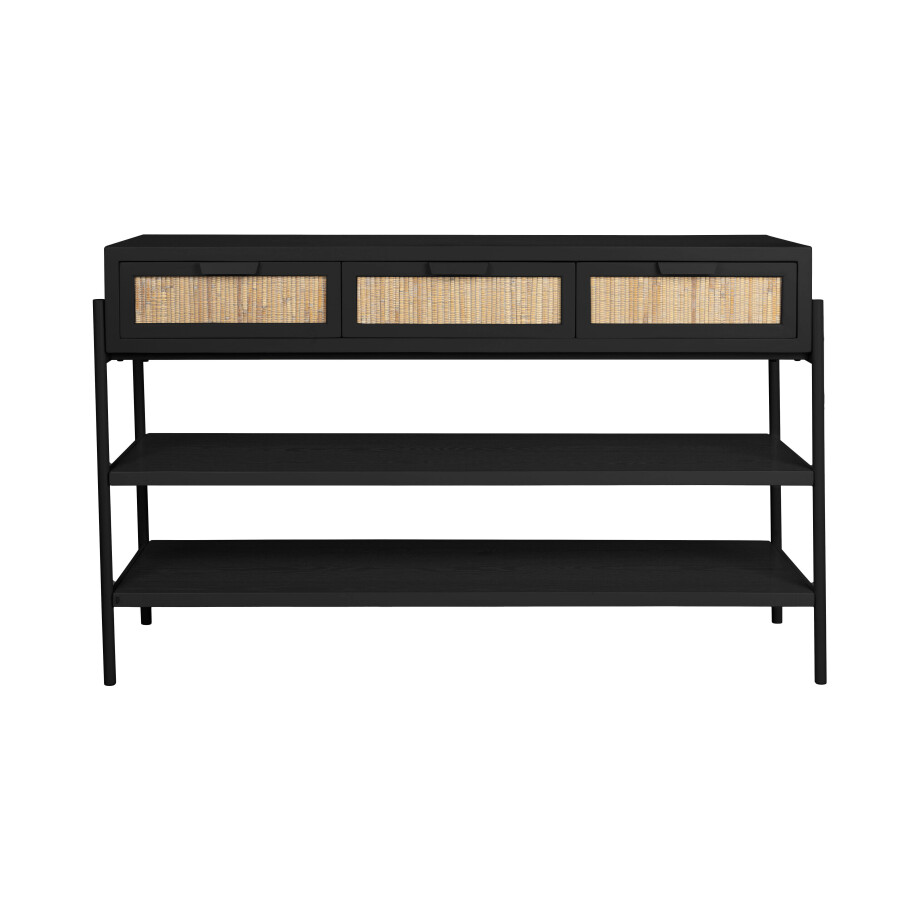 Dutchbone Sidetable 'Yasu' Hardhout, 120 x 38cm, kleur Zwart Dutchbone Sidetable 'Yasu' Hardhout, 120 x 38cm, kleur Zwart afbeelding 1