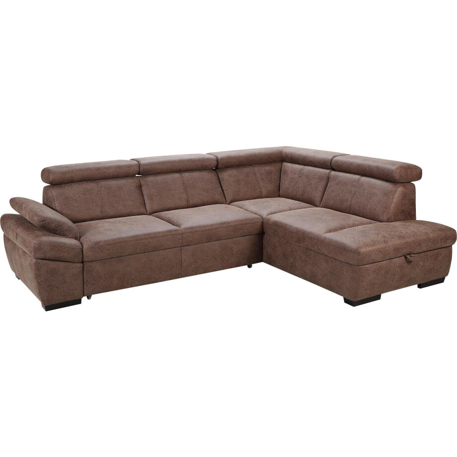 exxpo - sofa fashion Hoekbank Salerno, klassieke moderne functionele bank, hoog zitcomfort, L-vorm inclusief verstelbare hoofdsteun en armleuning, naar keuze met slaapfunctie afbeelding 1