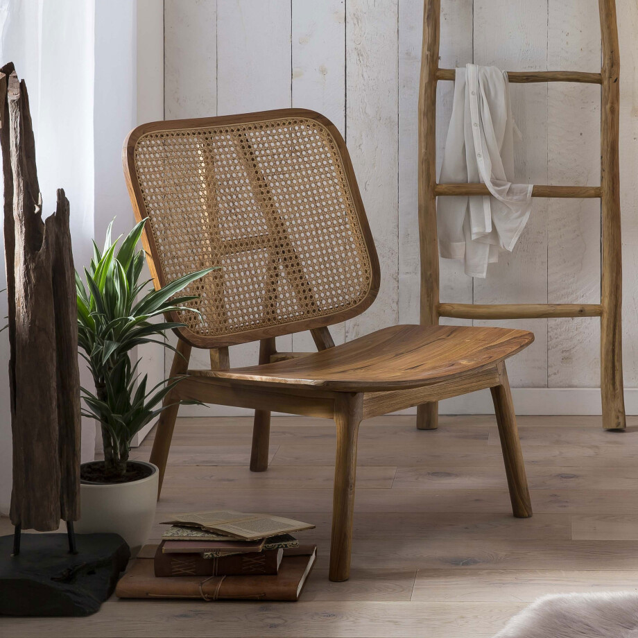 Artistiq Fauteuil 'Takeshia' Teak en rotan Artistiq Fauteuil 'Takeshia' Teak en rotan afbeelding