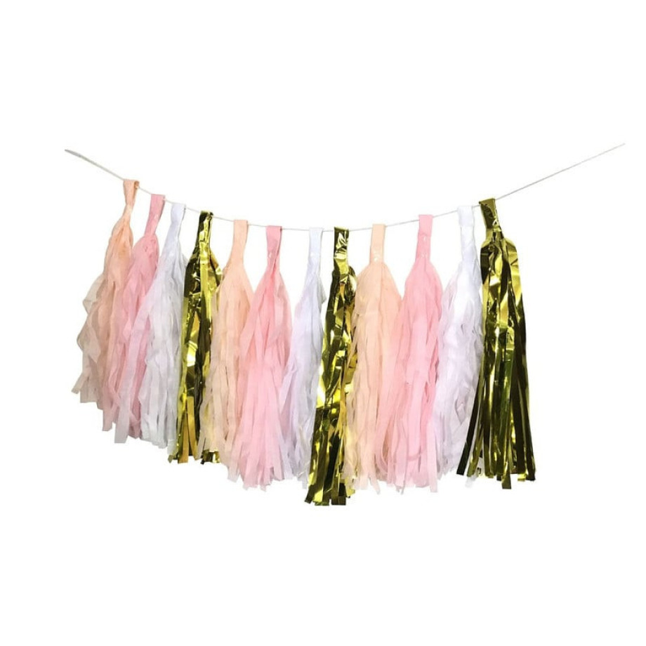 Slinger tassel - roze/goud - 2.5 meter afbeelding 