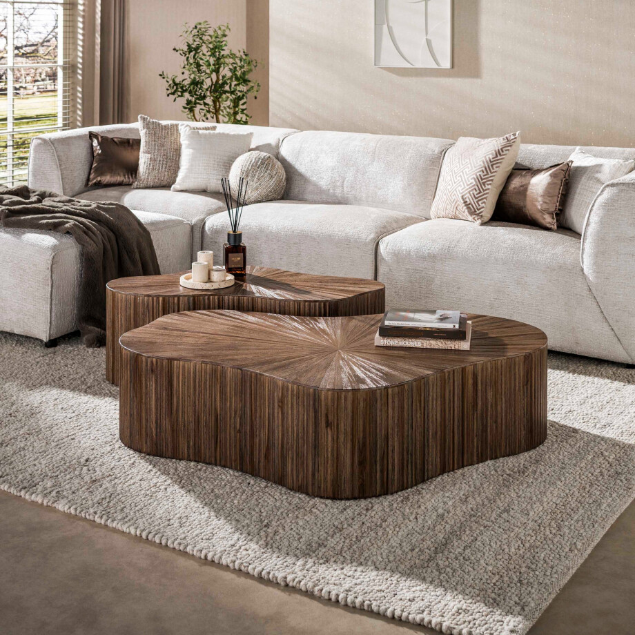 Salontafel Maya Teak XL shamrock set van 2 Massief teak espresso afbeelding 1