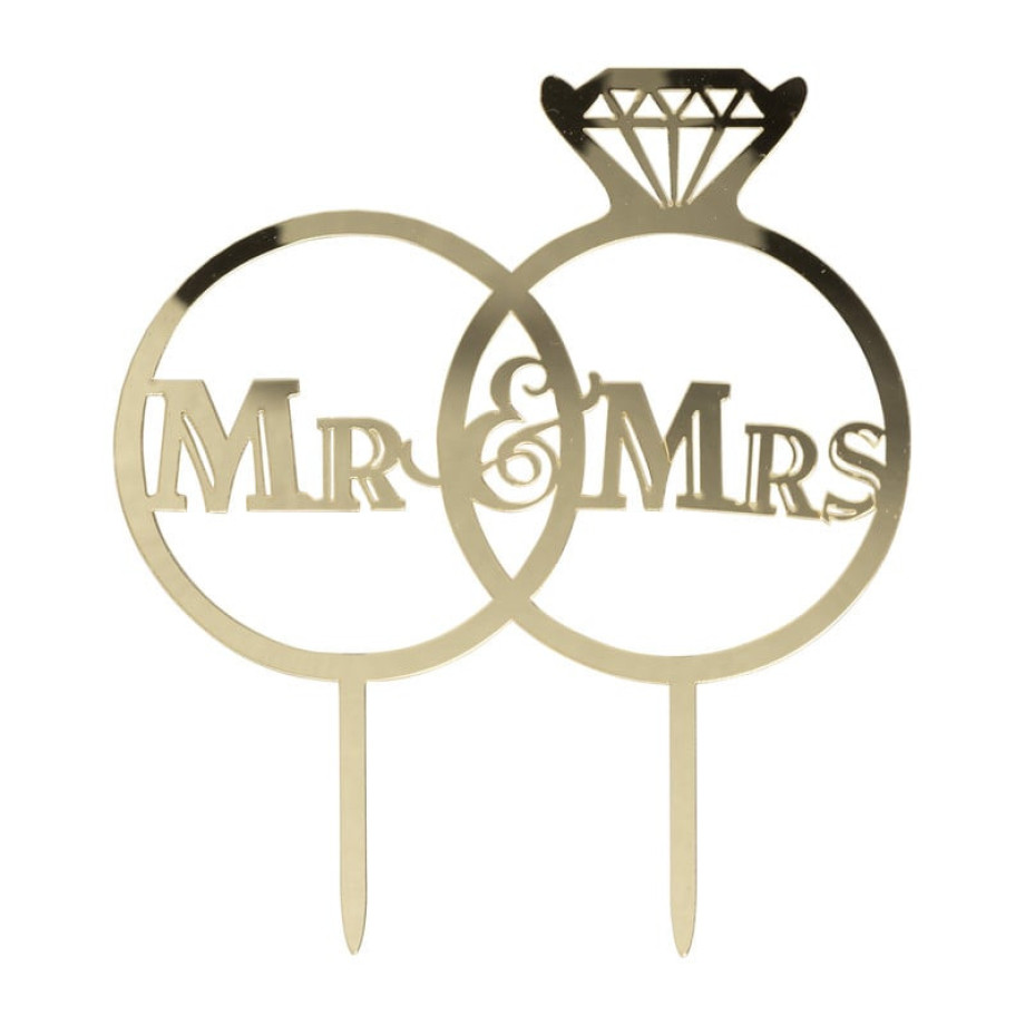 Cake topper Mr & Mrs - goud afbeelding 