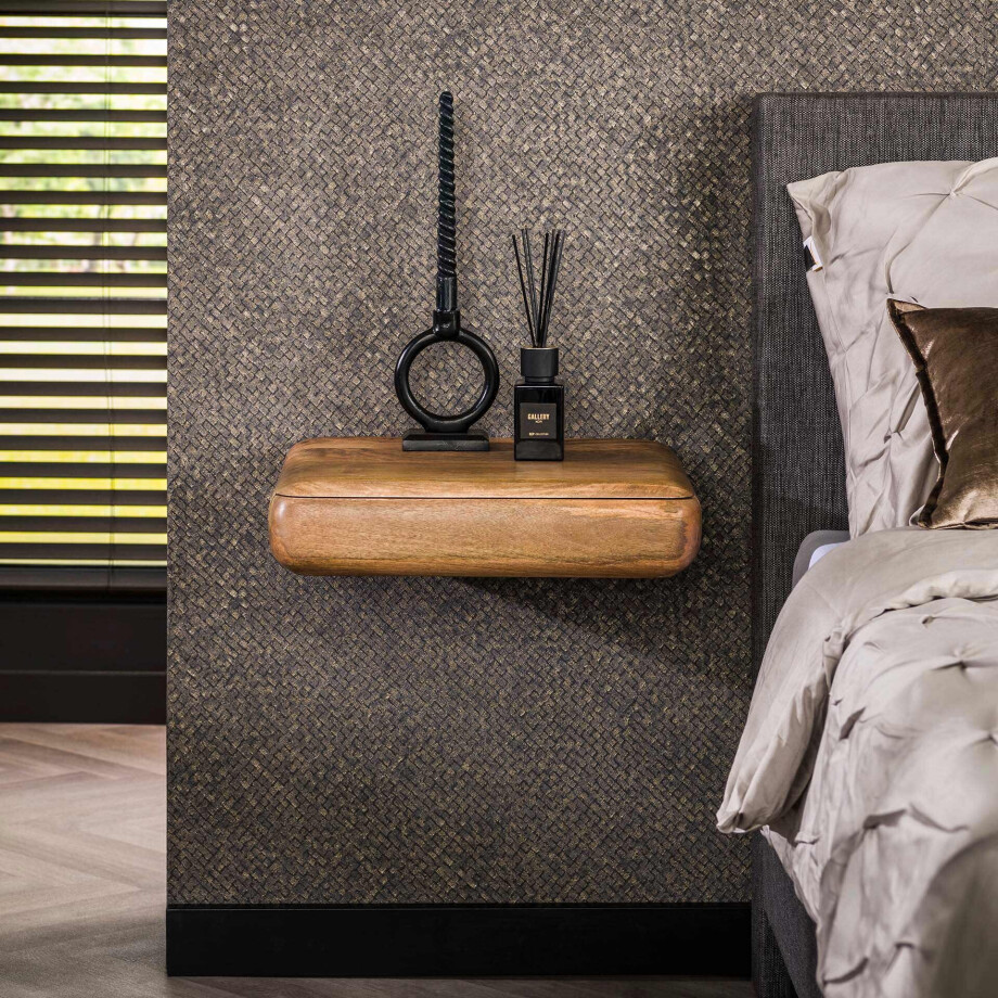 LifestyleFurn Hangend Nachtkastje 'Dyron' Mangohout afbeelding 1