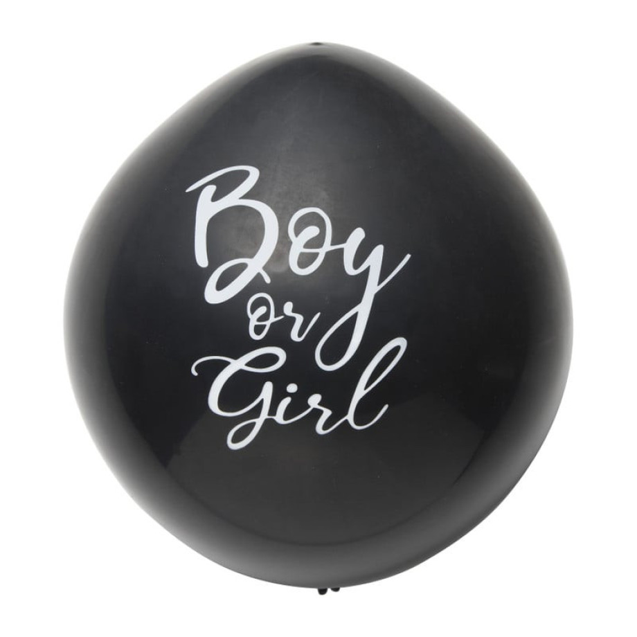 Confettiballon gender reveal - zwart - ø60 cm afbeelding 