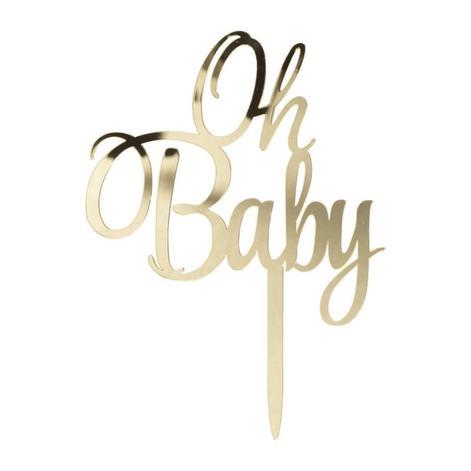 Cake topper Oh baby - goud afbeelding 