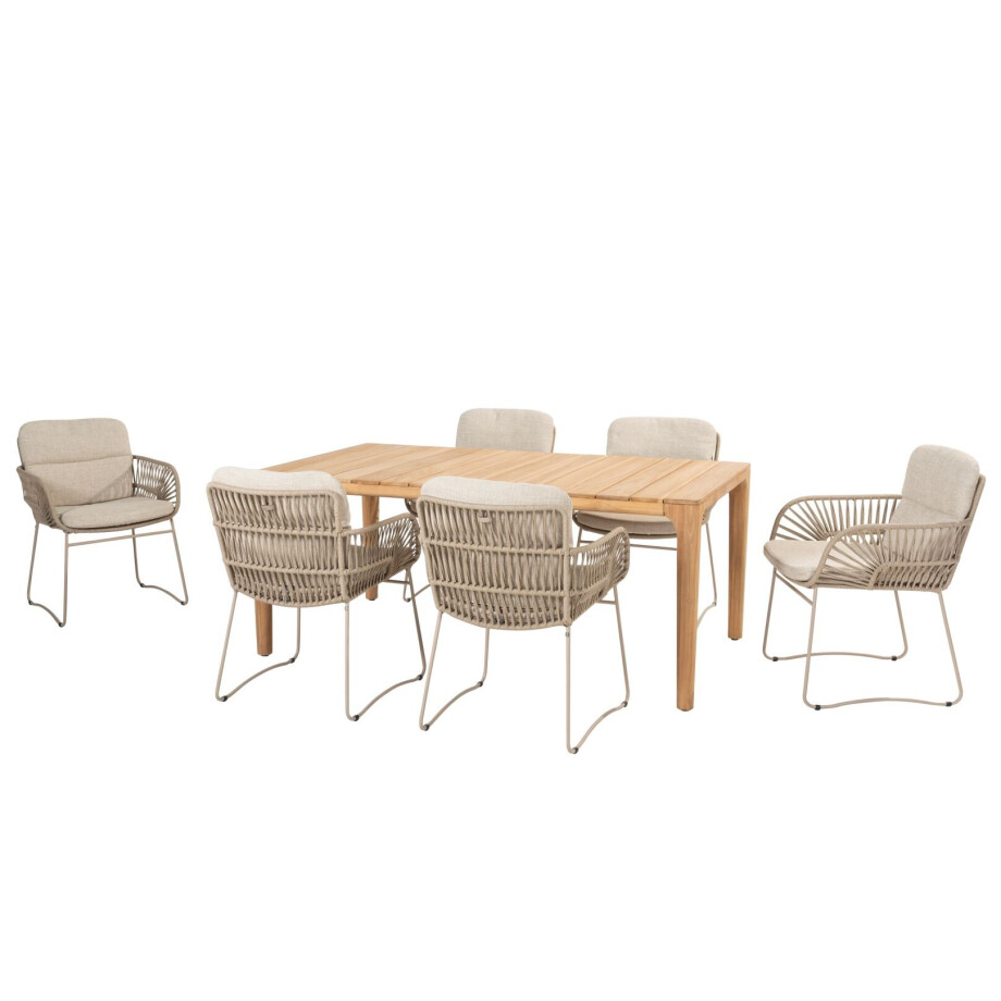 4 Seasons Outdoor Diningset Liam Murcia 7-delig Teak 180 x 100 cm afbeelding 
