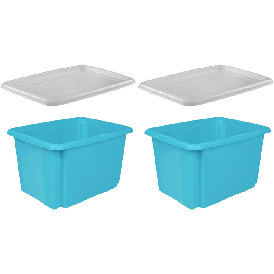 keeeper Stapelbox Emil 30 l, met deksel, hoogwaardige kunststof (set, 2 stuks) afbeelding 1