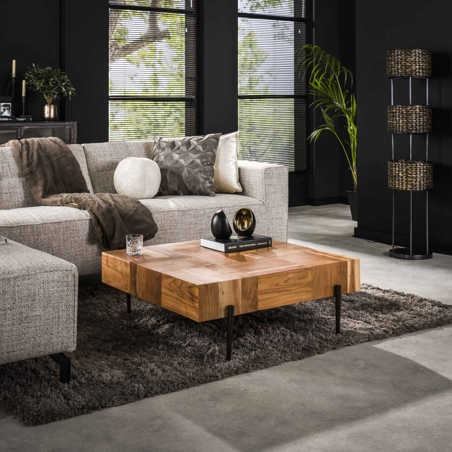 LifestyleFurn Salontafel 'Midori' Acaciahout, 90 x 90 cm afbeelding 1