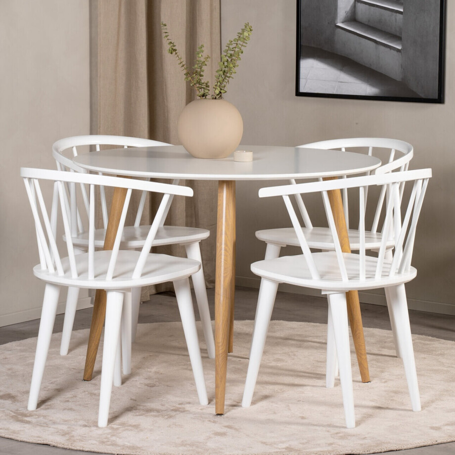 Nohr Ronde Eettafel 'Quennel' 100cm, kleur Eiken/Wit afbeelding 1