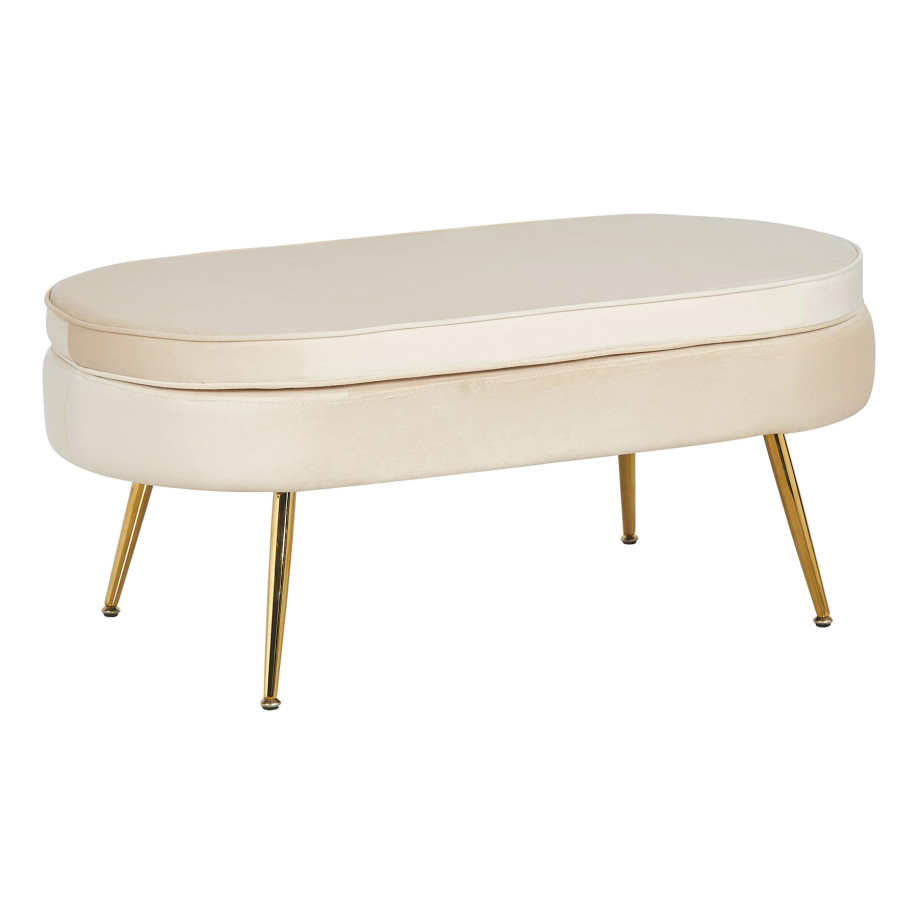 Artistiq Hocker 'Loulou' Velvet, kleur Beige afbeelding 1