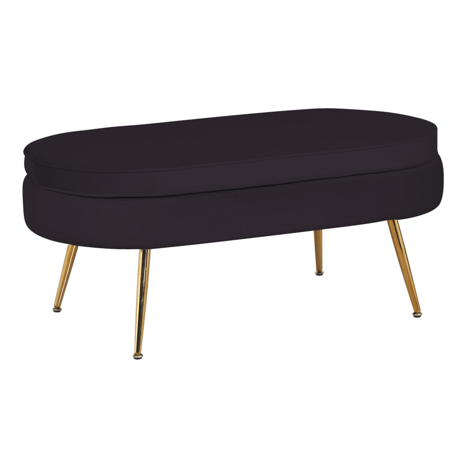 Artistiq Hocker 'Loulou' Velvet, kleur Zwart afbeelding 1