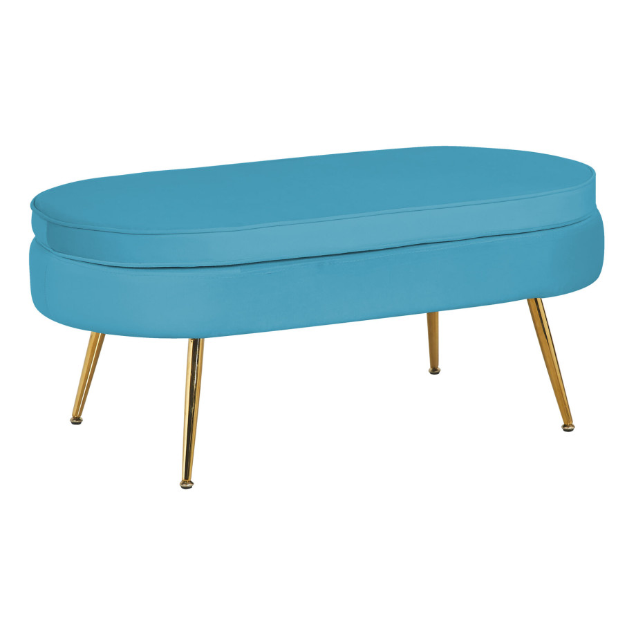 Artistiq Hocker 'Loulou' Velvet, kleur Blauw afbeelding 1