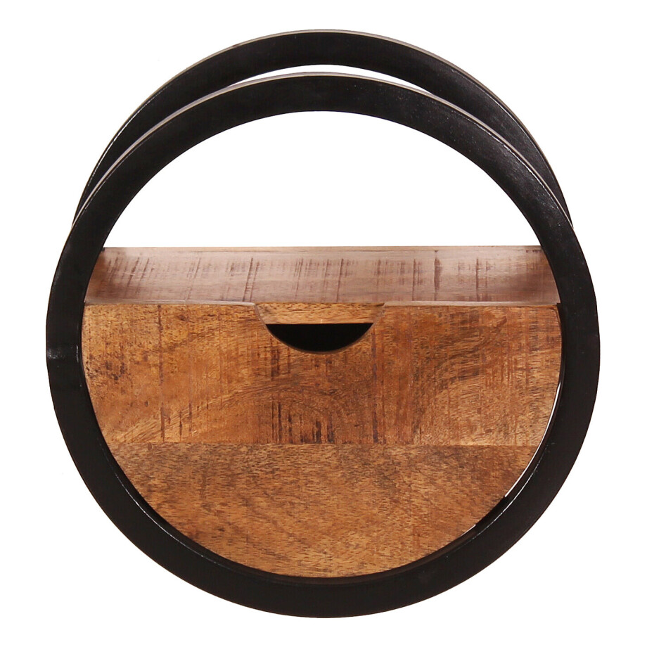 Artistiq Rond Wandrek 'Shaniqe' Acaciahout en metaal, 30cm afbeelding 