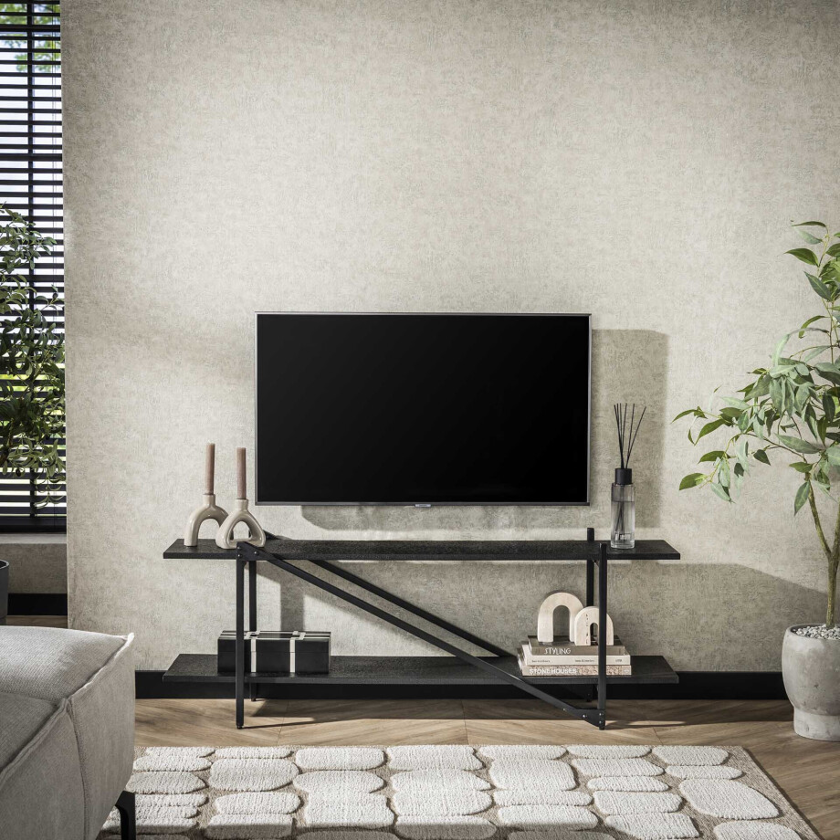 LifestyleFurn TV-meubel 'Jerrod' Liquid metal, 140cm afbeelding 1