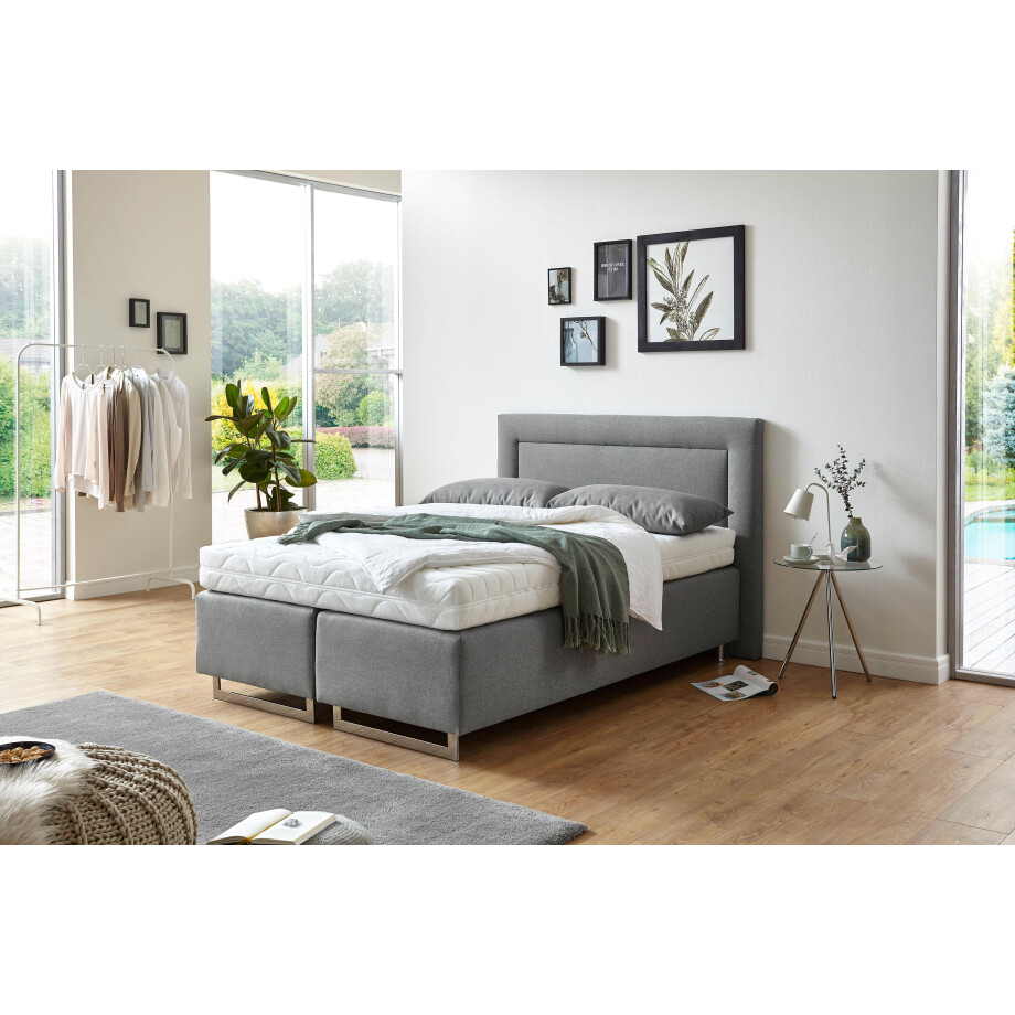 Westfalia Polsterbetten Boxspring met sierkussen en verchroomde glijders, in diverse uitvoeringen afbeelding 1