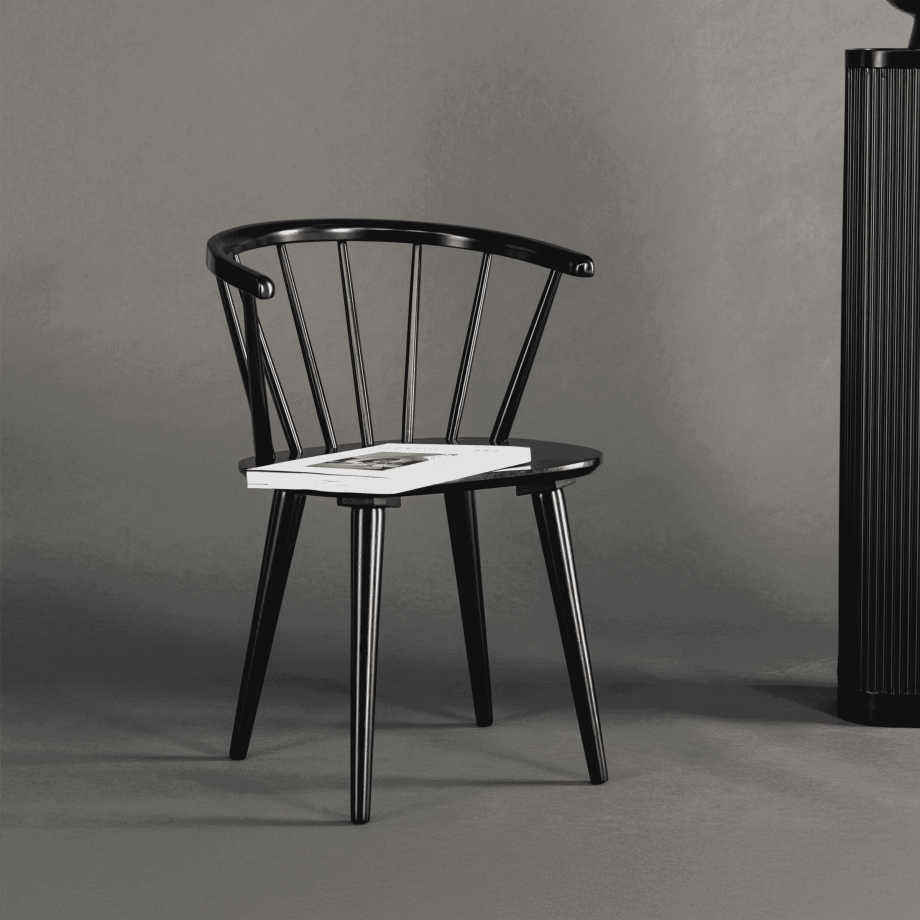 Nohr Eetkamerstoel 'Araseli' Rubberhout, kleur Zwart afbeelding 1