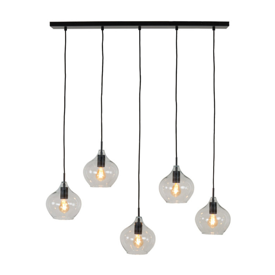 Light & Living Hanglamp 'Rakel' 5-Lamps, kleur Mat Zwart afbeelding 