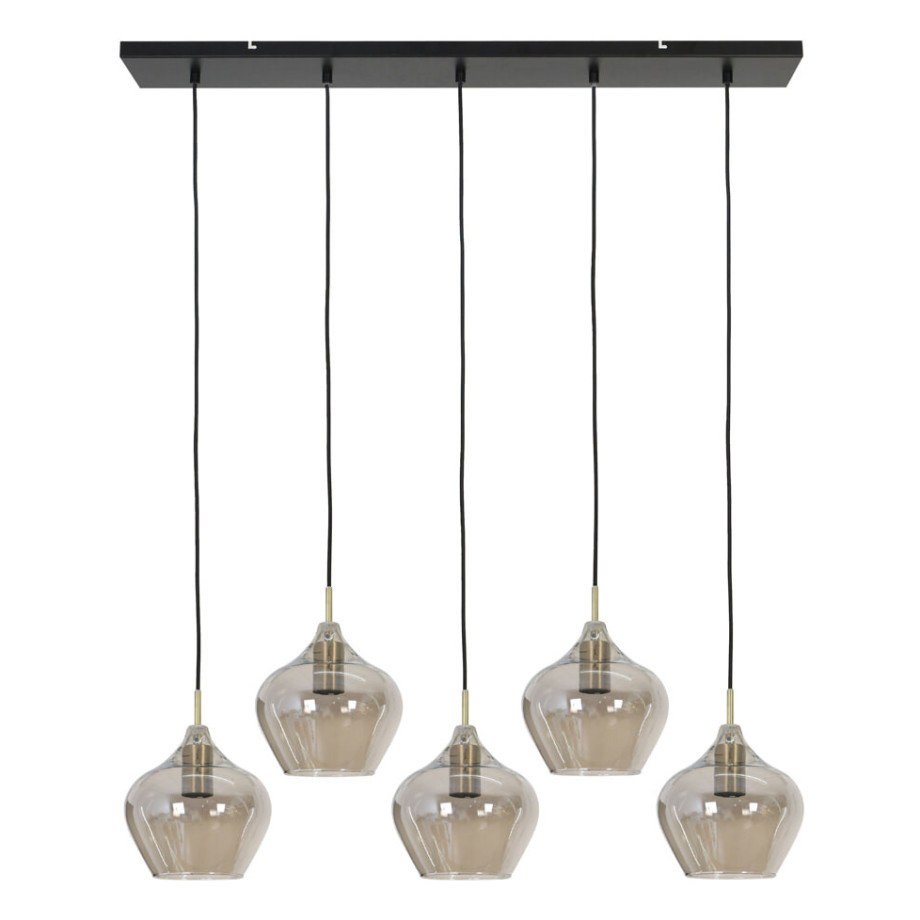 Light & Living Hanglamp 'Rakel' 5-Lamps, kleur Antiek Brons / Smoke afbeelding 